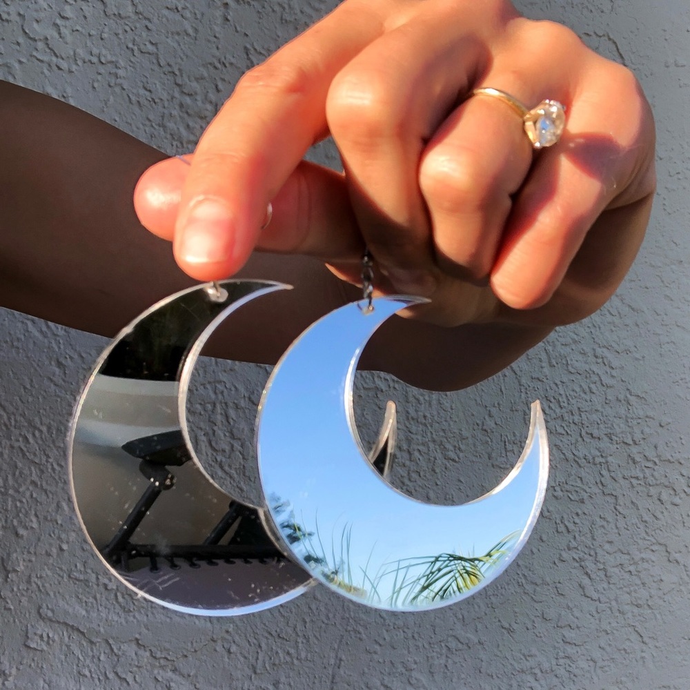 Mirror moon earrings